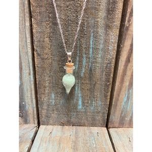 Green aventurine sand on stainless steel 24” wavy chain necklace